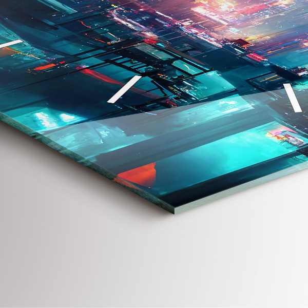 Štvorcové hodiny Mesto v kyberpunkovom štýle