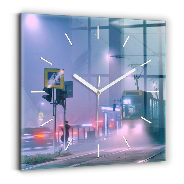 Štvorcové hodiny Varšava v hmle