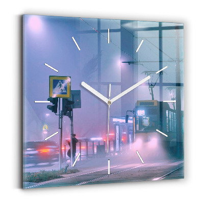 Štvorcové hodiny Varšava v hmle