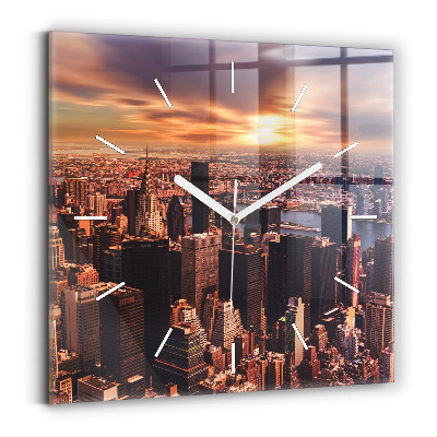 Štvorcové hodiny Panoráma mesta západu slnka