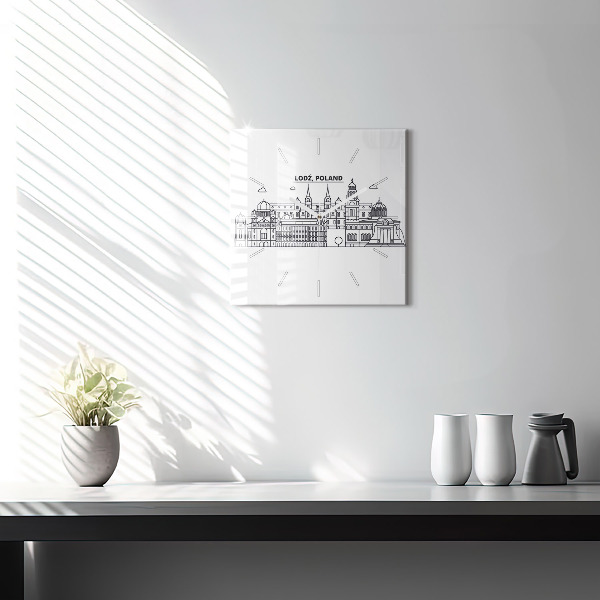 Štvorcové hodiny Panoráma architektúry Lodže