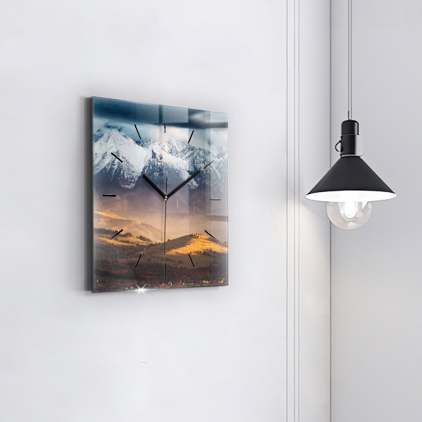 Štvorcové hodiny Zimná krajina Tatier