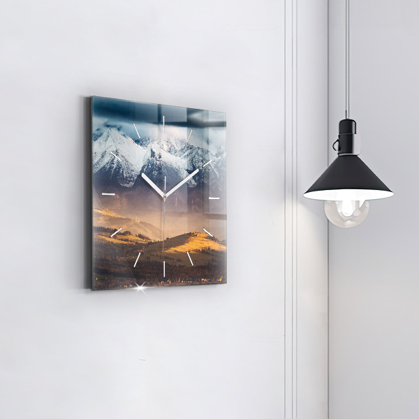 Štvorcové hodiny Zimná krajina Tatier