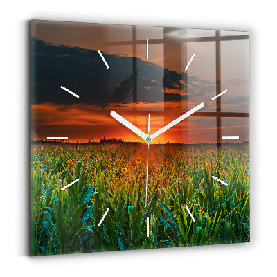 Štvorcové hodiny Slnečnice na lúke