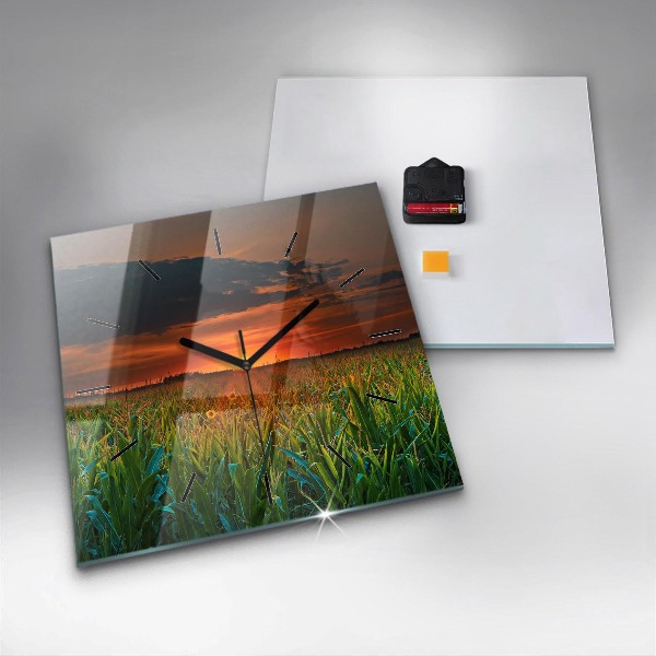 Štvorcové hodiny Slnečnice na lúke