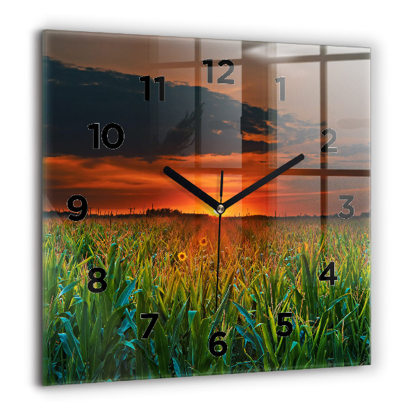 Štvorcové hodiny Slnečnice na lúke