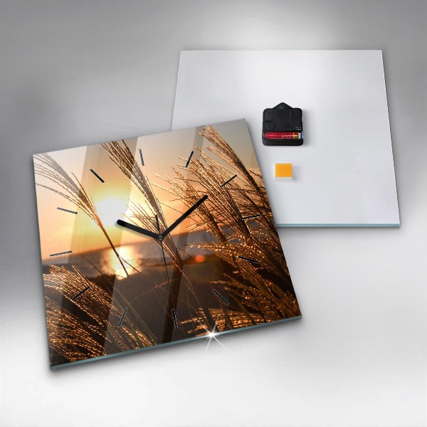 Štvorcové hodiny Pšenica na zlatom slnku