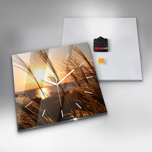 Štvorcové hodiny Pšenica na zlatom slnku