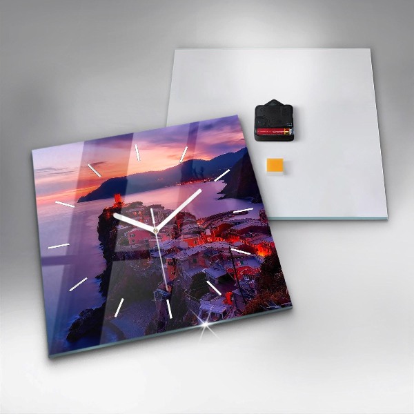 Štvorcové hodiny Domy pri jazere