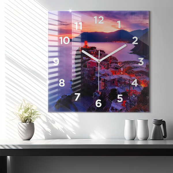 Štvorcové hodiny Domy pri jazere