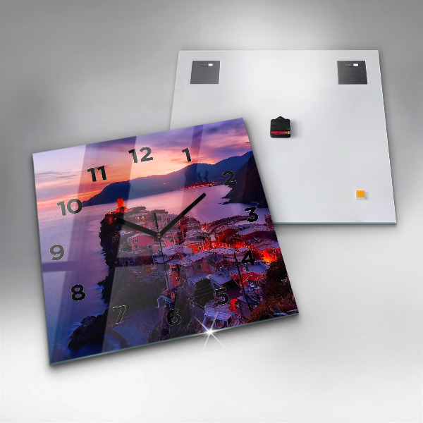 Štvorcové hodiny Domy pri jazere