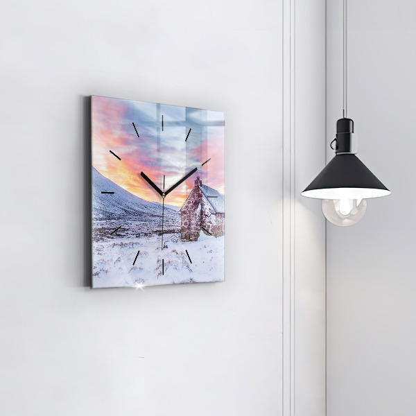 Štvorcové hodiny Chata v horskom prostredí