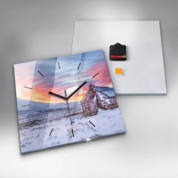 Štvorcové hodiny Chata v horskom prostredí