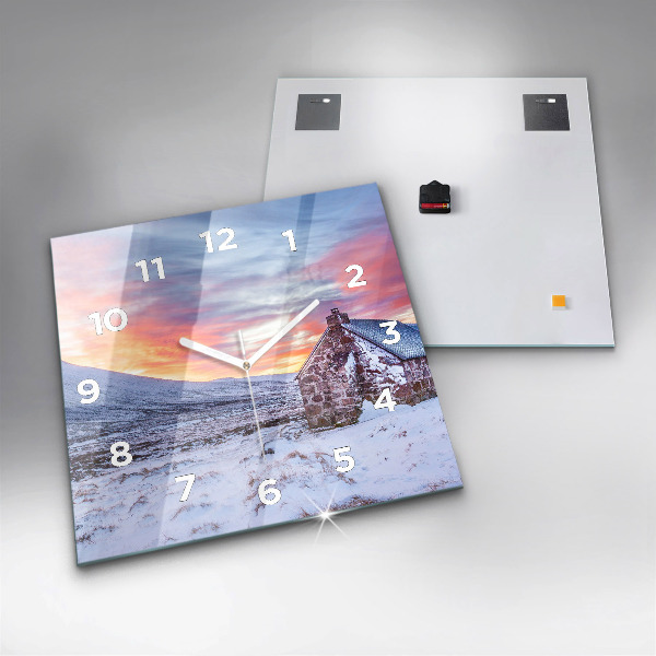 Štvorcové hodiny Chata v horskom prostredí