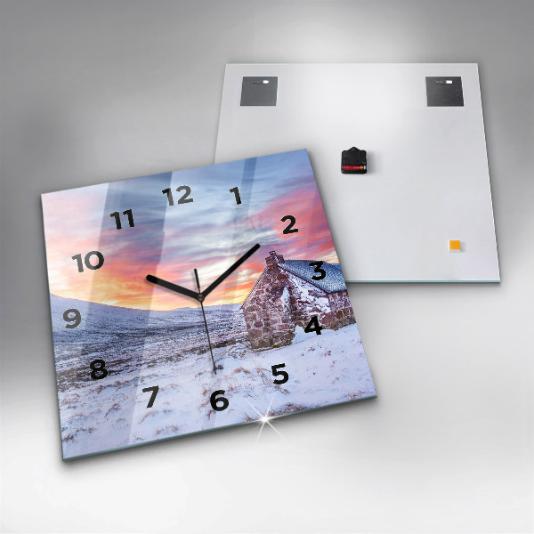 Štvorcové hodiny Chata v horskom prostredí