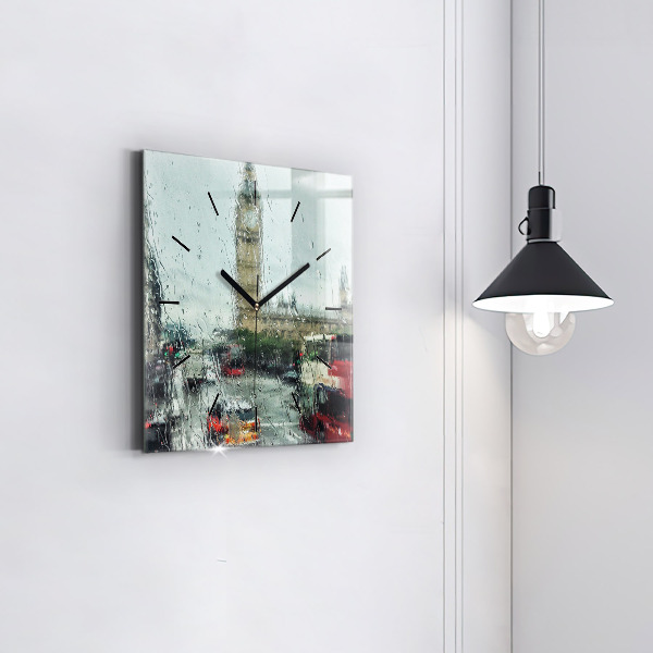 Štvorcové hodiny Daždivý Londýn