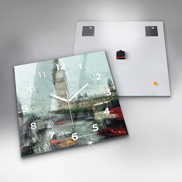 Štvorcové hodiny Daždivý Londýn