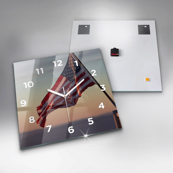 Štvorcové hodiny Lietajúca vlajka USA