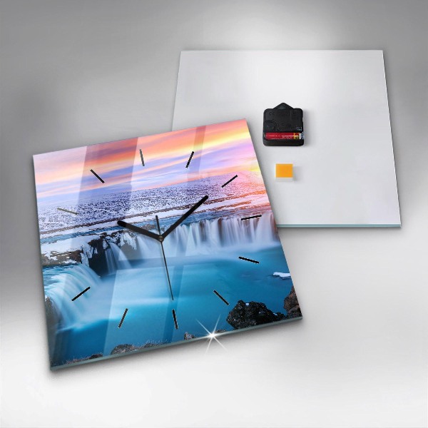 Štvorcové hodiny Vodopád Godafoss Island