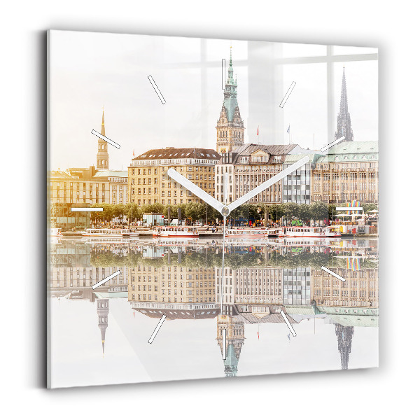 Štvorcové hodiny Rieka Hamburg Nemecko