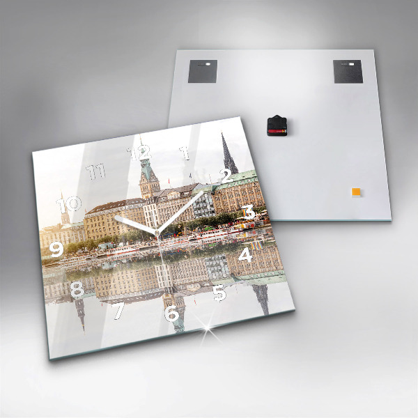 Štvorcové hodiny Rieka Hamburg Nemecko