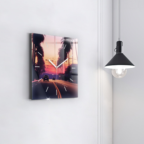 Štvorcové hodiny Západ slnka v LA