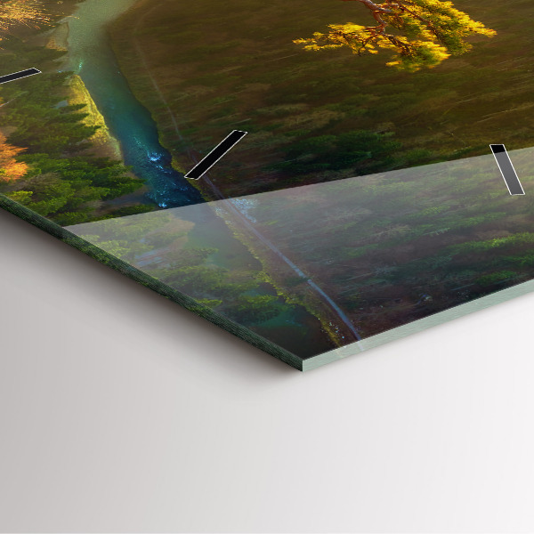 Štvorcové hodiny Západ slnka nad horami