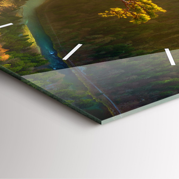 Štvorcové hodiny Západ slnka nad horami