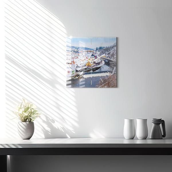 Štvorcové hodiny Panoráma mesta v zime