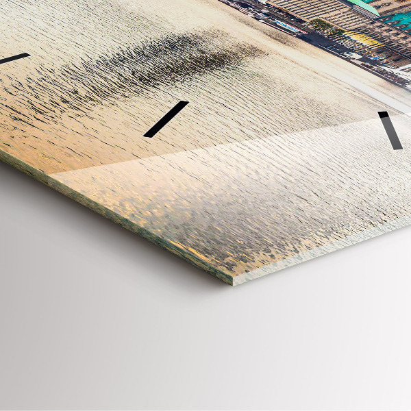 Štvorcové hodiny Binnenalster v Hamburgu