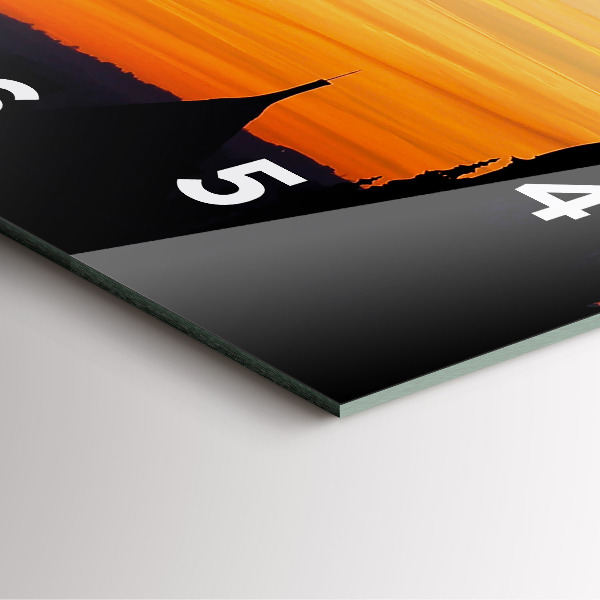 Štvorcové hodiny Budova a západ slnka