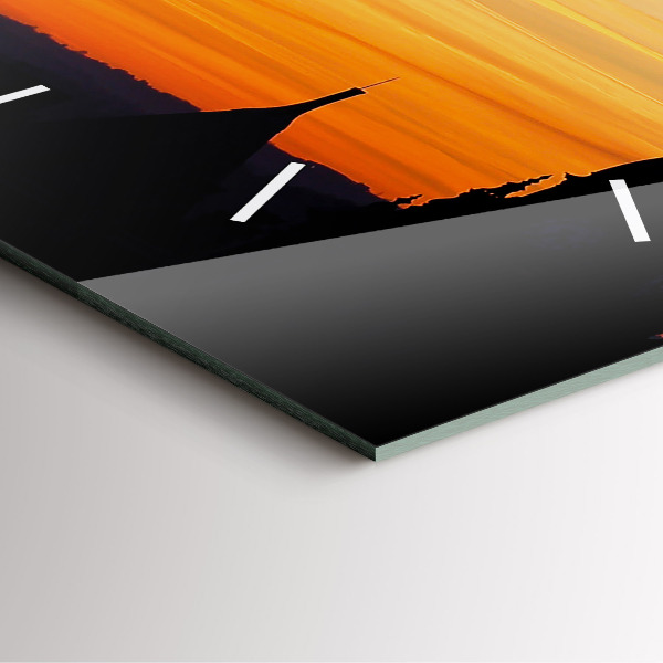 Štvorcové hodiny Budova a západ slnka