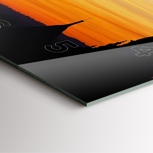 Štvorcové hodiny Budova a západ slnka