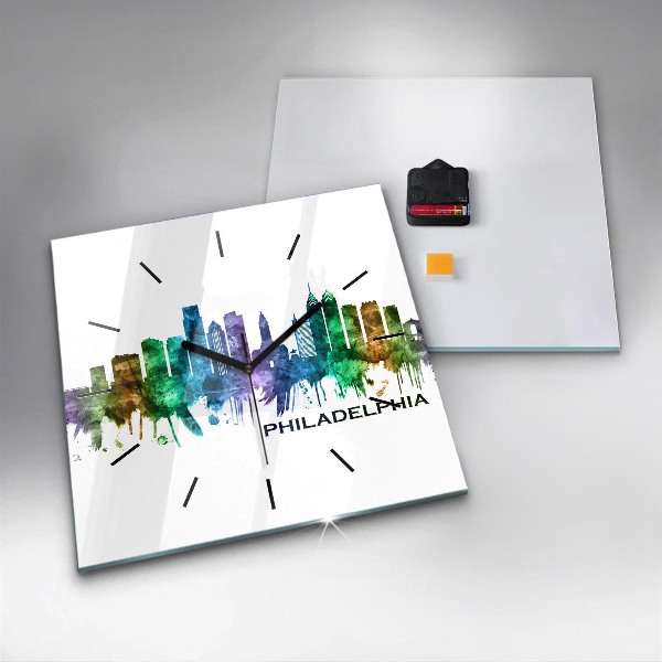 Štvorcové hodiny Farebná Philadelphia