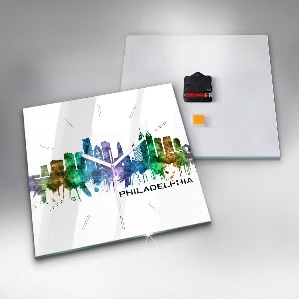 Štvorcové hodiny Farebná Philadelphia