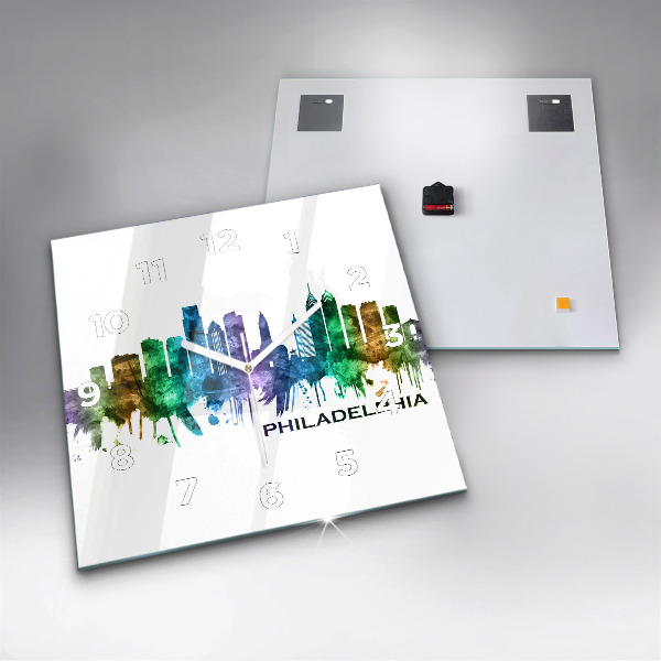 Štvorcové hodiny Farebná Philadelphia