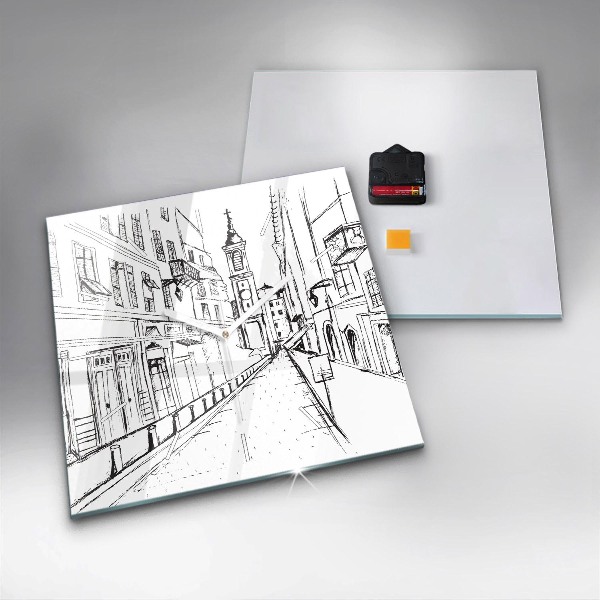 Štvorcové hodiny Kresba mesta Provence