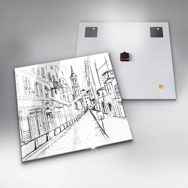 Štvorcové hodiny Kresba mesta Provence