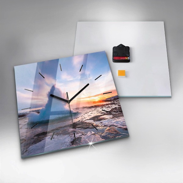 Štvorcové hodiny Gejzír na ostrove Island