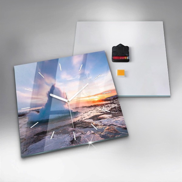 Štvorcové hodiny Gejzír na ostrove Island