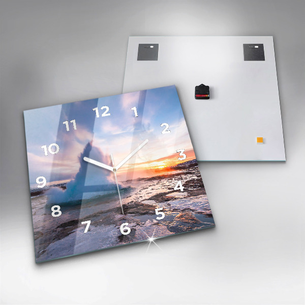 Štvorcové hodiny Gejzír na ostrove Island