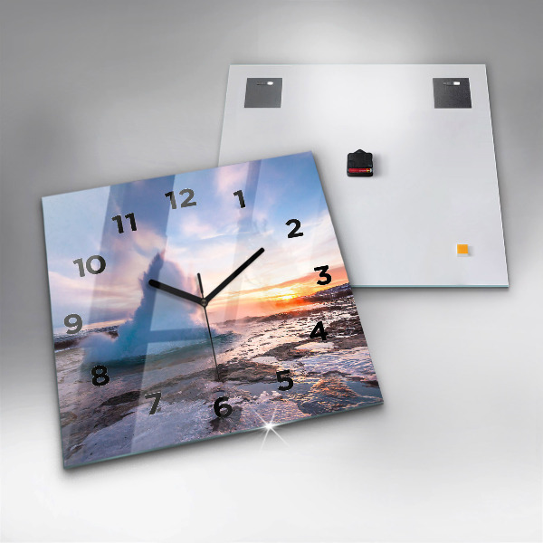 Štvorcové hodiny Gejzír na ostrove Island