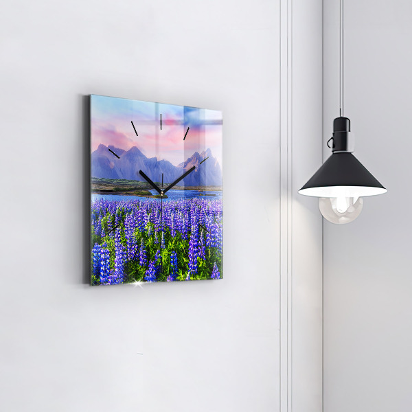 Štvorcové hodiny Pohľad na hory na Islande