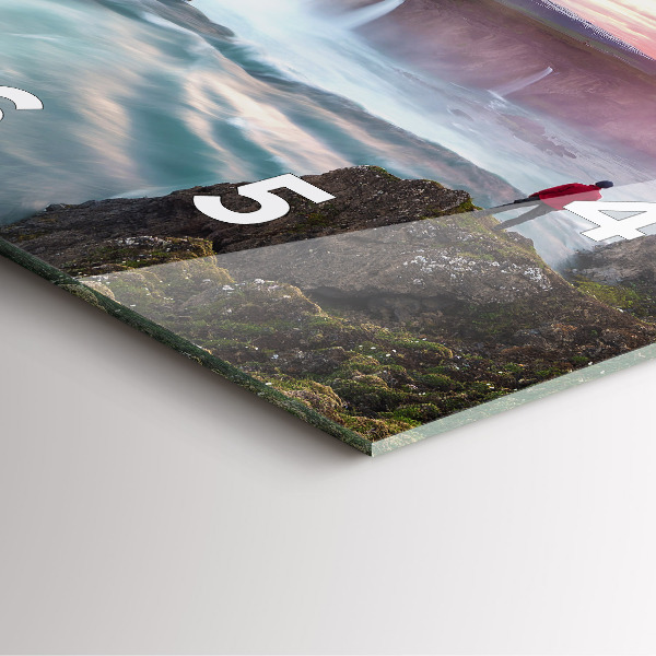 Štvorcové hodiny Krajina s vodopádom