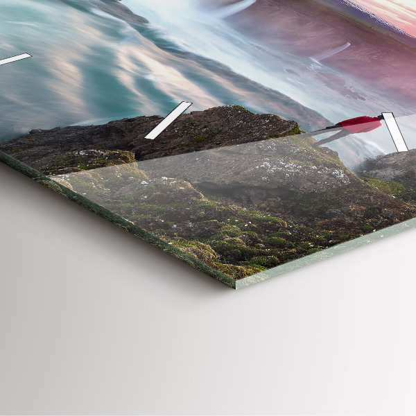 Štvorcové hodiny Krajina s vodopádom