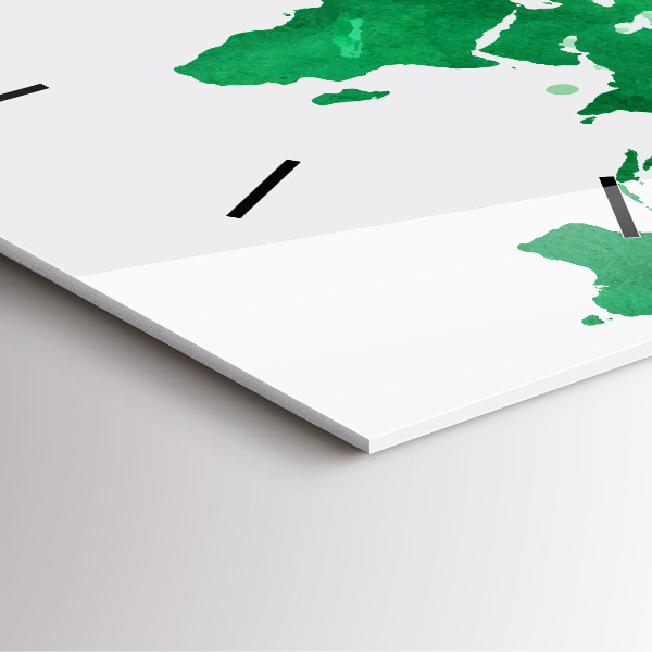 Štvorcové hodiny Zelená mapa sveta