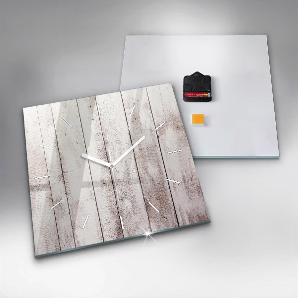 Štvorcové hodiny Svetlé drevené dosky