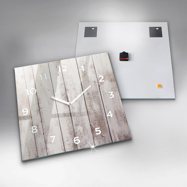 Štvorcové hodiny Svetlé drevené dosky