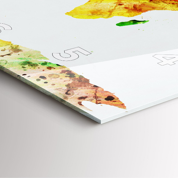 Štvorcové hodiny Akvarelová mapa sveta