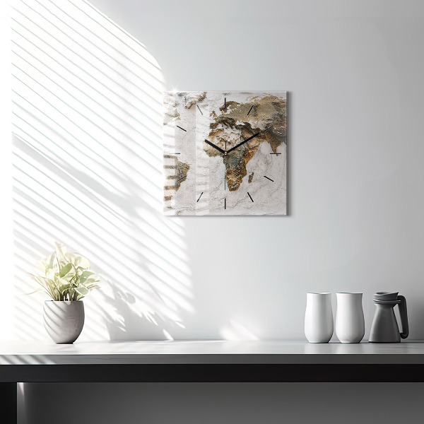 Štvorcové hodiny Stará mapa sveta